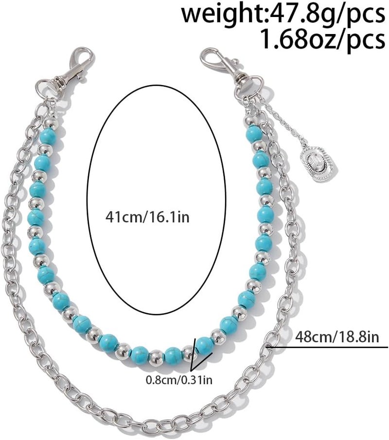 BOOSTIQ Pant Chains for Men Women Punk Rock Pocket Chains Turquoise Wallet Chain Western Country Cowboy Wallets Chain for Men - Image 4